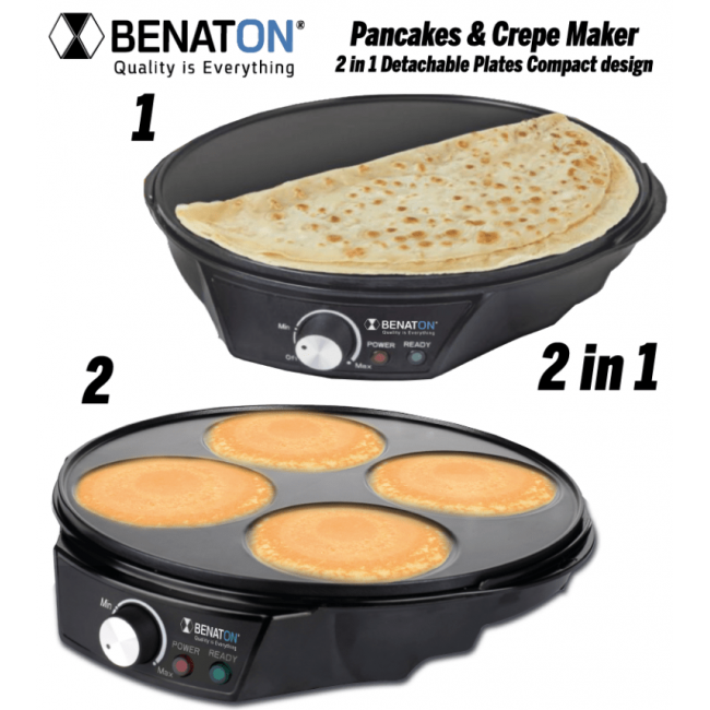 A device for making pancakes and crepes 2 on-1 functional – easy-to-clean detachable surface-free shipping