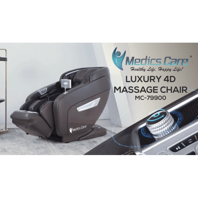 The world's most advanced massage chair that fits body dimensions into Medics Care's Luxury 4D MC-79900 free shipping programs