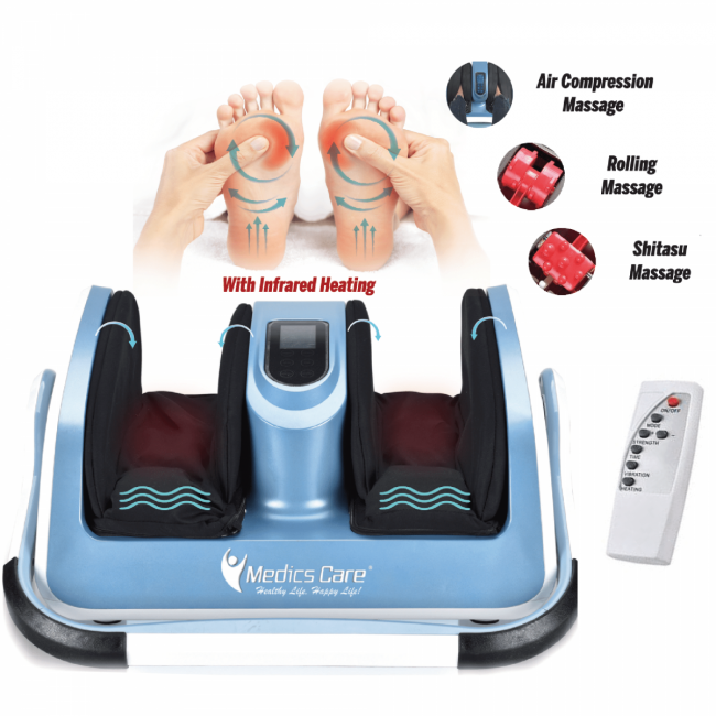 Premium Professional Foot massage Instrument 3-in-1 Shiatsu method, air pressure airbags, foot massage wheel including infrared heating and vibration-free shipping