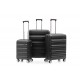 ABS-סט 3 מזוודות, עשויות מחומר איכותי קל משקל וגמיש למניעת שבר ועמידות גבוהה | נגד מים | 4 גלגלים כפולים, 360 מעלות | "20- נפח 34 ליטר