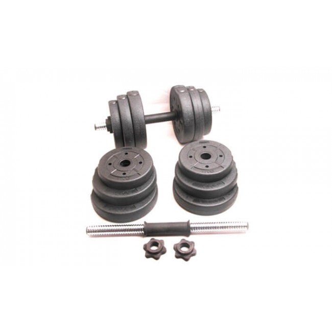 20kg weight set featuring 2 rods and 12 different weight plates Free shipping