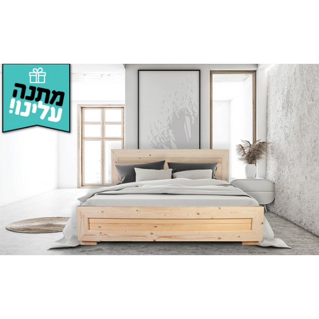 מיטה עשויה עץ אורן מלא עם ראש מיטה, במבחר צבעים  כולל מזרן קפיצים מתנה דגם 5017 משלוח חינם