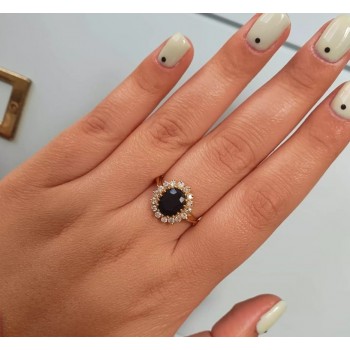 14-каратное сине-золотое кольцо модели Дианы с бесплатными судоходными цирконами