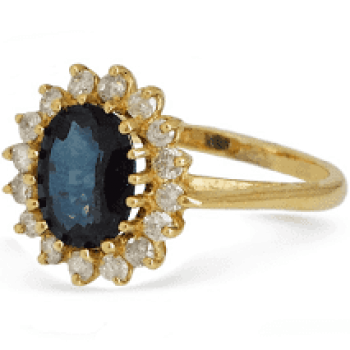 14-каратное сине-золотое кольцо модели Дианы с бесплатными судоходными цирконами