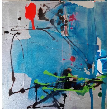 Abstract art painting by the artist Moshe Leider-Collage, glass paint, acrylic size 30/30 cm on canvas can be free shipping