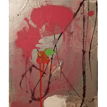 Abstract art painting by the artist Moshe Leider-Collage, glass paint, acrylic size 30/30 cm on canvas can be free shipping