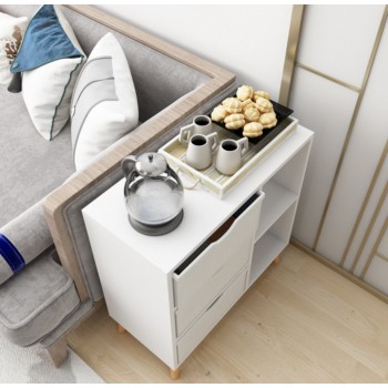 ארונית מעוצבת בסגנון נורדי בעלת שני תאים ושלוש מגירות בד דגם ARI - משלוח חינם