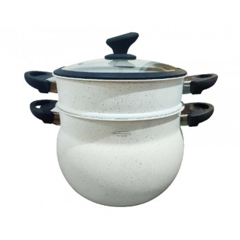 סיר קוסקוס/אידוי מעוצב 5.5 ליטר בגימור אבן שיש לבן בקוטר 20 מסדרת השף SEGEV La Kitchenette סיר קוסקוס/אידוי מעוצב 5.5 ליטר בגימור אבן שיש לבן בקוטר 20 מסדרת השף SEGEV La Kitchenette