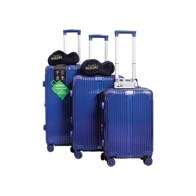 סט סוזוקי טרמינל - 3 מזוודות כחולות 2 כריות ומשקל SUZUKI Energy משלוח חינם