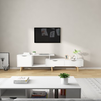 מזנון טלוויזיה דגם KINGSLEY איכותי ומסוגנן, משטח עבה בעל כושר נשיאה של מעל 100 ק"ג ורגליים מעץ מלא חזקות ויציבות. משלוח חינם