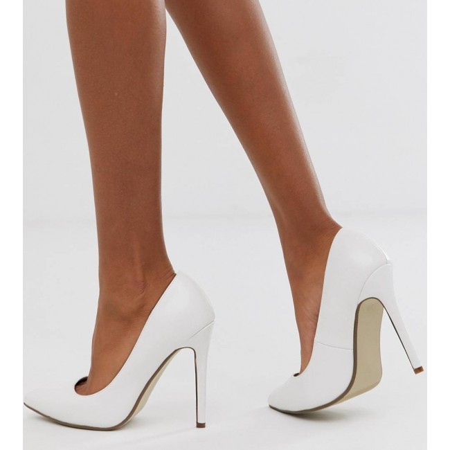 נעלי עקב אלגנט לנשים בצבע לבן-משלוח חינם