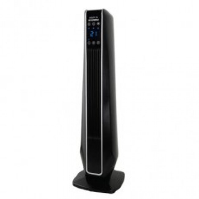Black 2.4KW 5000 tower heater with free shipping sign
