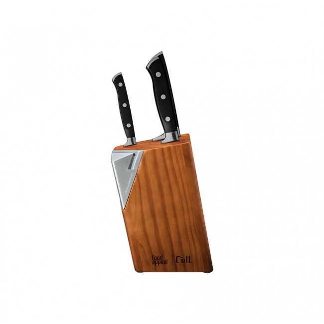 סט סכינים 4 חלקים יוקרתי Food appeal כולל מעמד מעוצב ומשחיז סכינים מובנה מסדרת Cult משלוח חינם