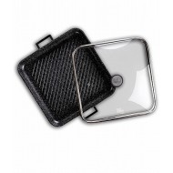 פלטת גריל עם מכסה זכוכית 34/34 ס"מ BLACK MARBLE משלוח חינם