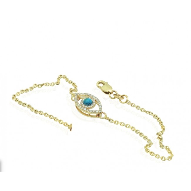 Bracelet against rich and sparkling evil eye studded with diamonds and turquoise stone free shipping