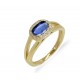 Золотое кольцо, усеянное драгоценным камнем в овальной огранки и линией белых бриллиантов вокруг бесплатной доставки