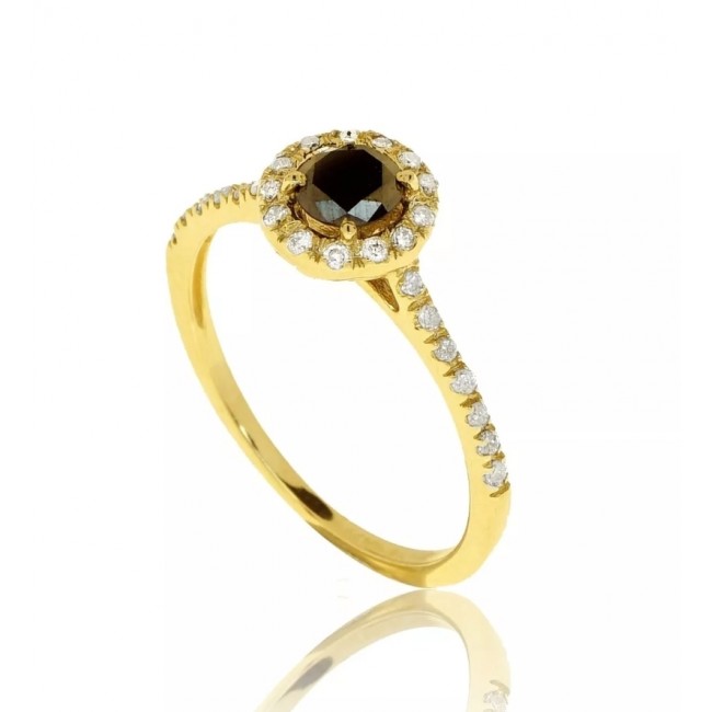 14 karat gold ring studded with 0.50 carat black diamond and 0.25 carat white diamonds-free shipping