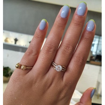 טבעת זהב עם זרקון ושתי שורות זרקונים משלוח חינם