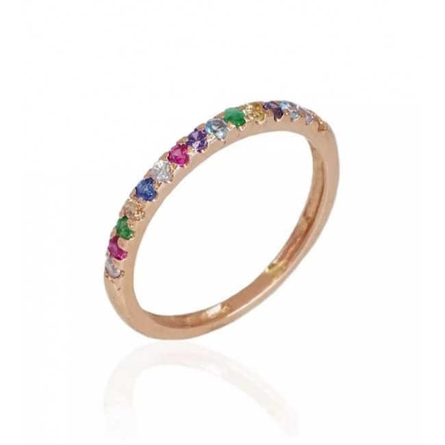 Pinky Ring Colored Zircons in 14 Karat Gold Free Shipping
