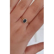 Голубое сапфировое кольцо и бриллианты модели Диана бесплатная доставка