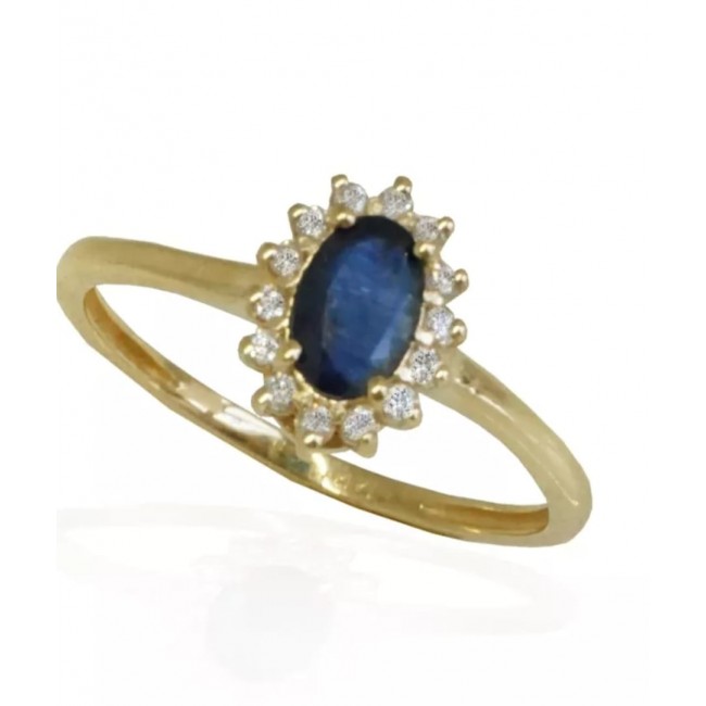 Blue sapphire ring and diamonds model Diana free shipping