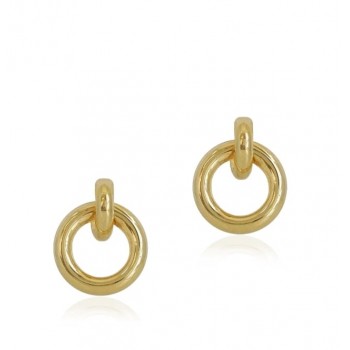 עגילי זהב 14K המושחלים אחד בתוך השני