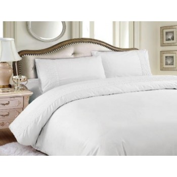 סט מצעים יוקרתי משולב תחרה גלורי 100 אחוז כותנה בצבע לבן או שמנת-משלוח חינם 