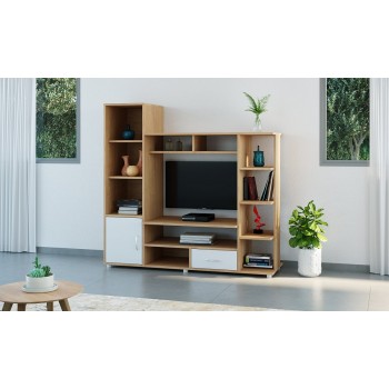 מערכת מזנון סלוני מושלמת במראה מודרני ומושך בצבעי עץ משולב לבן מערכת מזנון סלוני מושלמת במראה מודרני ומושך בצבעי עץ משולב לבן