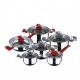 A 12-piece kitchen set featuring 4 cooking pots, a clasle and a pan suitable for all types of Pierre Cardin free shipping hobs