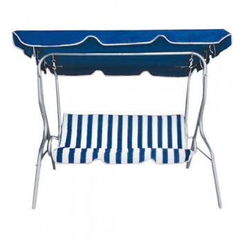 נדנדה 3 מושבים בייסיק בסיס כסוף בד כחול CAMPTOWN משלוח חינם
