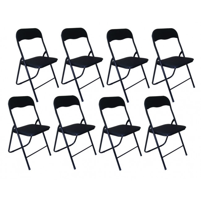 8 Folding Chairs Seat skye Black padded free Shipping