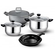 مجموعة من 8 قطع - 3 الأواني حجم 18 سم، 24 سم، sotage 28 سم و 2 الأحواض حجم 20 سم، 22 سم الشحن مجانا