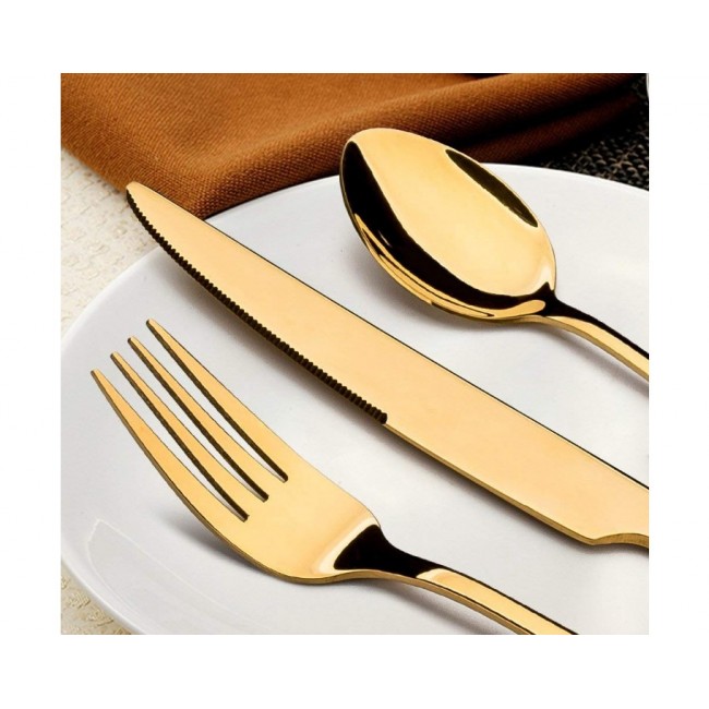 24-piece gold-finish cutlery system suitable for 6 diners in a variety of NEW YORK GOLD series designs Free shipping