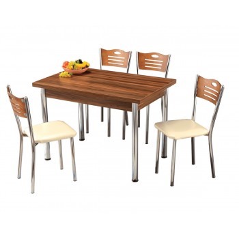 פינת אוכל מעוצבת שולחן נפתח כולל 4 כיסאות ( הרכבה עצמית )  משלוח חינם