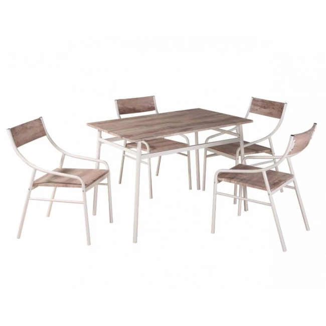 Designed dining area features 4 chairs with a white finish and free cream delivery Designed dining area features 4 chairs with a white finish and free cream delivery