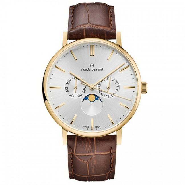 CLAUDE BERNARD Men's Swiss Wristwatch SLIM LINE SC-4000437-JAID Free Shipping
