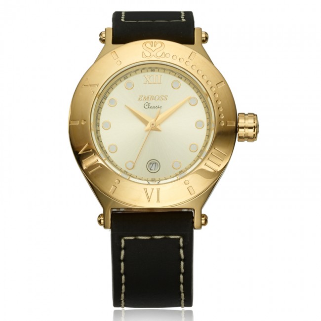 שעון יוקרתי לאישה מבית EMBOSS מסדרת CLASSIC romi מצופה זהב 18 קרט EM-CLRMYGYL משלוח חינם