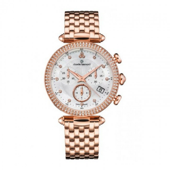 CLAUDE BERNARD Swiss Chronograph Watch for Rose Gold Woman Free Shipping
