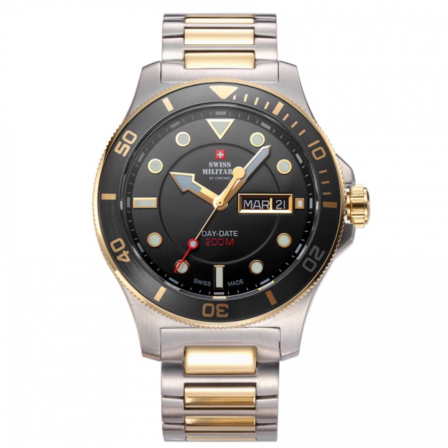 SWISS MILITARY Мужские швейцарские наручные часы с механизмом DAY-DATE и 5-летней бесплатной гарантией на доставку