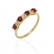 טבעת 7 אבנים זהב יהלומים ספיר משלוח חינם