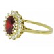 טבעת זהב 14K דגם דיאנה משובצת אבן חן גרנט אדומה וזרקונים משלוח חינם