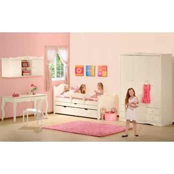 מבצע מיטת ילדים מעוצבת הכוללת, מיטת חבר נשלפת על גלגלים, 2 מגירות אחסון עמוקות, מעקה בטיחות ו-2 מזרנים-משלוח חינם