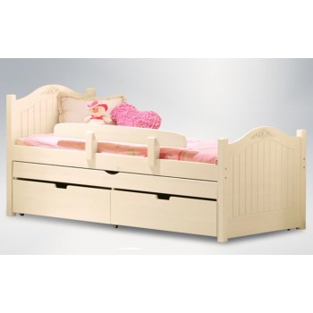 מבצע מיטת ילדים מעוצבת הכוללת, מיטת חבר נשלפת על גלגלים, 2 מגירות אחסון עמוקות, מעקה בטיחות ו-2 מזרנים-משלוח חינם