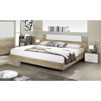 Modern bedroom, with a double bed, 2 nightstands and a mattress base Modern bedroom, with a double bed, 2 nightstands and a mattress base