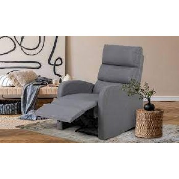 Comfortable and spacious TV armchair, insulated springs, opens to a reclining position, gray fabric shade