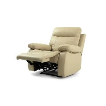 Convertible TV armchair Cream-toned integrated leather upholstery with insulated springs Full opening to reclining position 