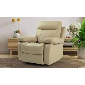 Convertible TV armchair Cream-toned integrated leather upholstery with insulated springs Full opening to reclining position 