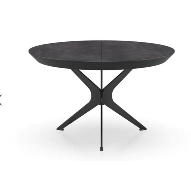 Round dining table, table with middle enlargement, light opening mechanism, up to 8 diners, combined with formica in a concrete shade, the 'City' model includes 6 'Ford' chairs