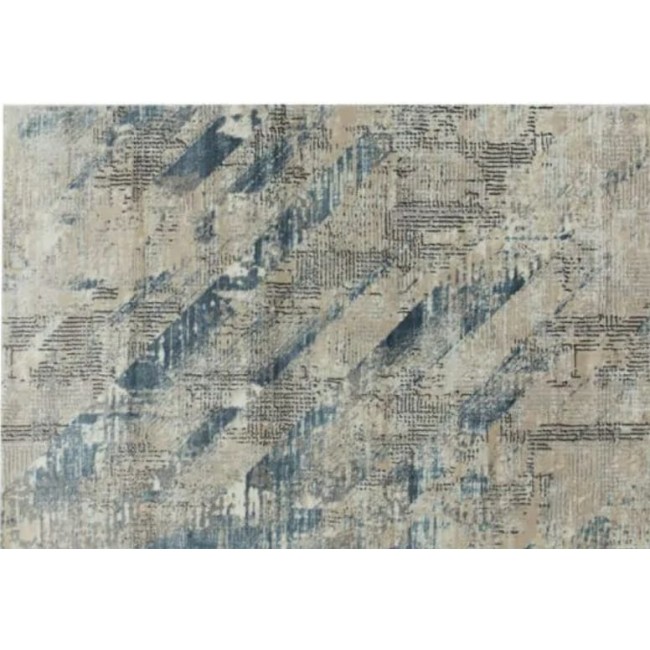 Designed rug 'Extra' model - diamond pattern - beige-light blue